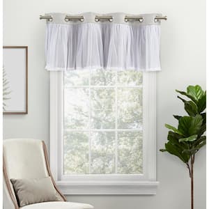 Catarina Cloud Grey Solid Lined Room Darkening Grommet Top Valance, 52 in. W x 18 in. L