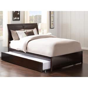 Portland Full Platform Bed with Matching Foot Board with Full Size Urban Trundle Bed in Espresso