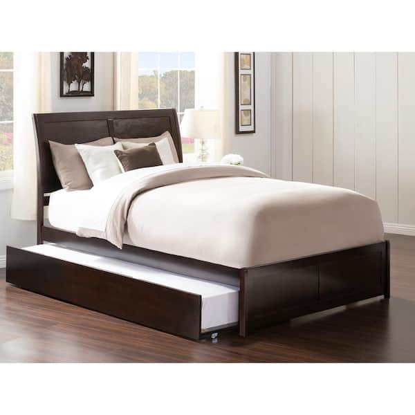 AFI Portland Full Platform Bed with Matching Foot Board with Full Size Urban Trundle Bed in Espresso