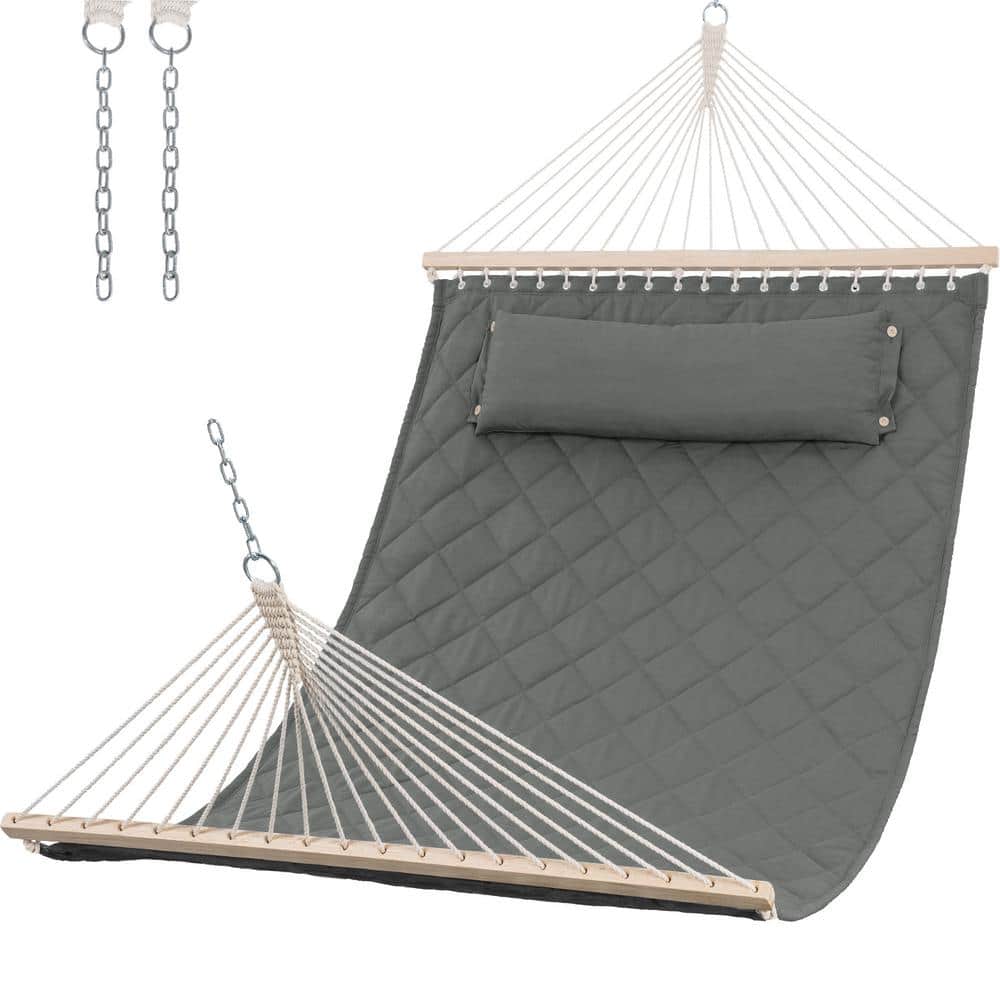 78.7 in. x 55 in. Double Hammock Quilted Fabric Swing Large Hammock Bed wit