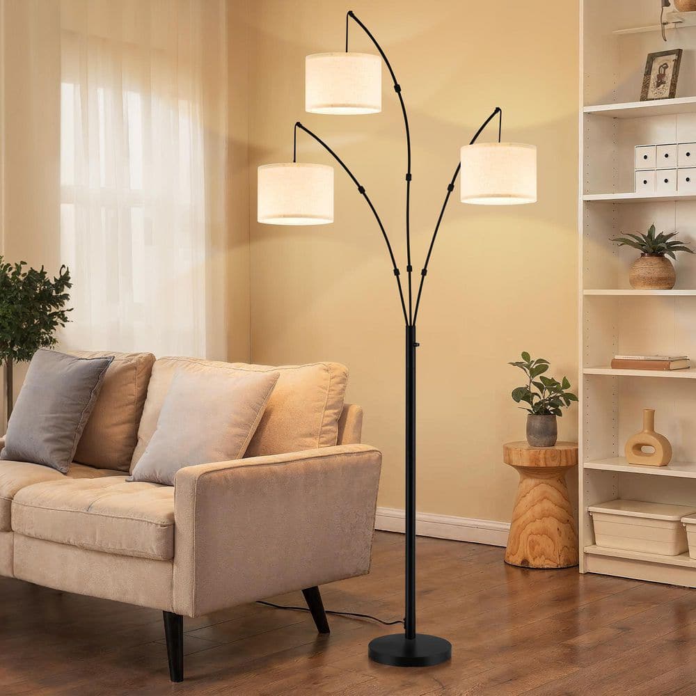 HINNIXY 82 in. Matte Black Mid-Century Modern 3-light