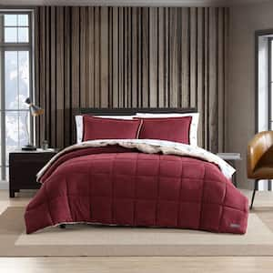 Serta Simply Clean 3-Piece Burgundy Solid Microfiber Full/Queen Comforter  Set OZT018CHQBUR - The Home Depot