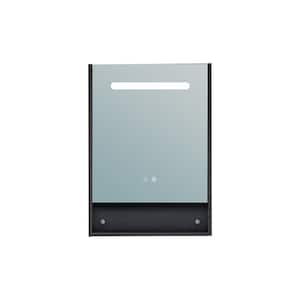21 in. W x 5 in. H Black Wooden Recessed Medicine Cabinet with Mirror