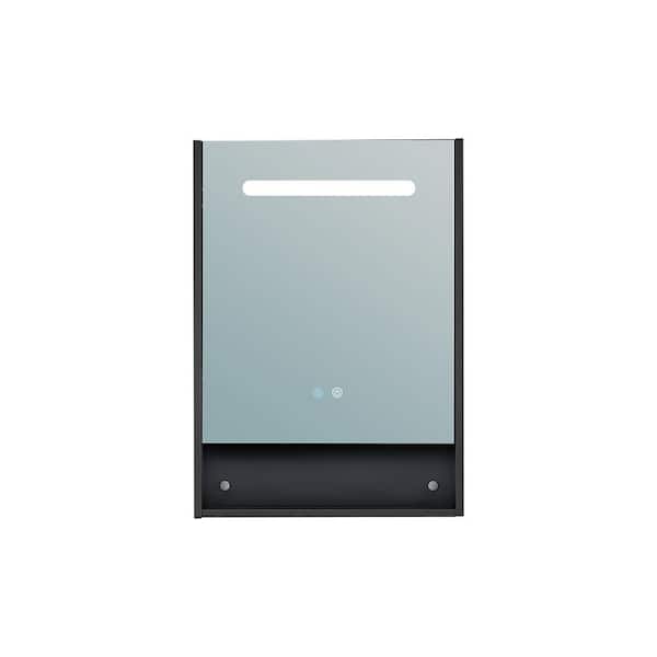 taholi 21 in. W x 5 in. H Black Wooden Recessed Medicine Cabinet with Mirror