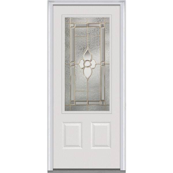 MMI Door 36 in. x 80 in. Master Nouveau Right-Hand Inswing 3/4-Lite Decorative Primed Fiberglass Smooth Prehung Front Door