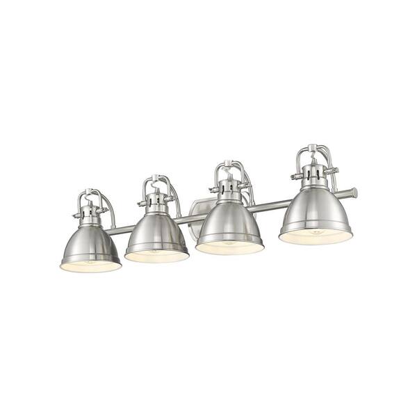 Golden Lighting - Duncan 8.25 in. 4-Light Pewter Vanity Light with Silver Shade