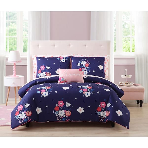 Kute Kids 8-Piece Navy Melinda Microfiber Full Bedding Set