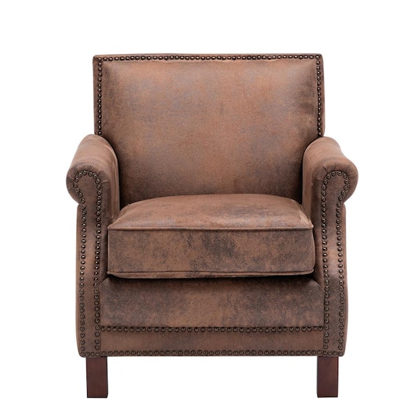 brown fabric arm chair