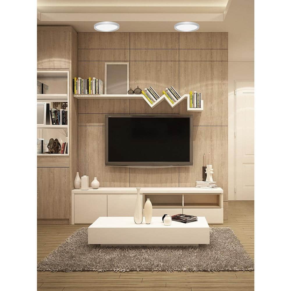 Brushed Nickel 15'' Round LED Flush Mount Light