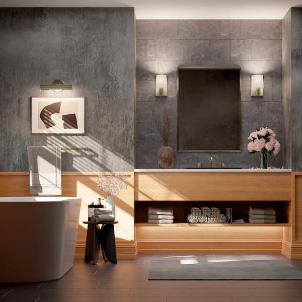 Adani 1-Light Champagne Bronze Bathroom Indoor Wall Sconce Light with Opal Glass Shade