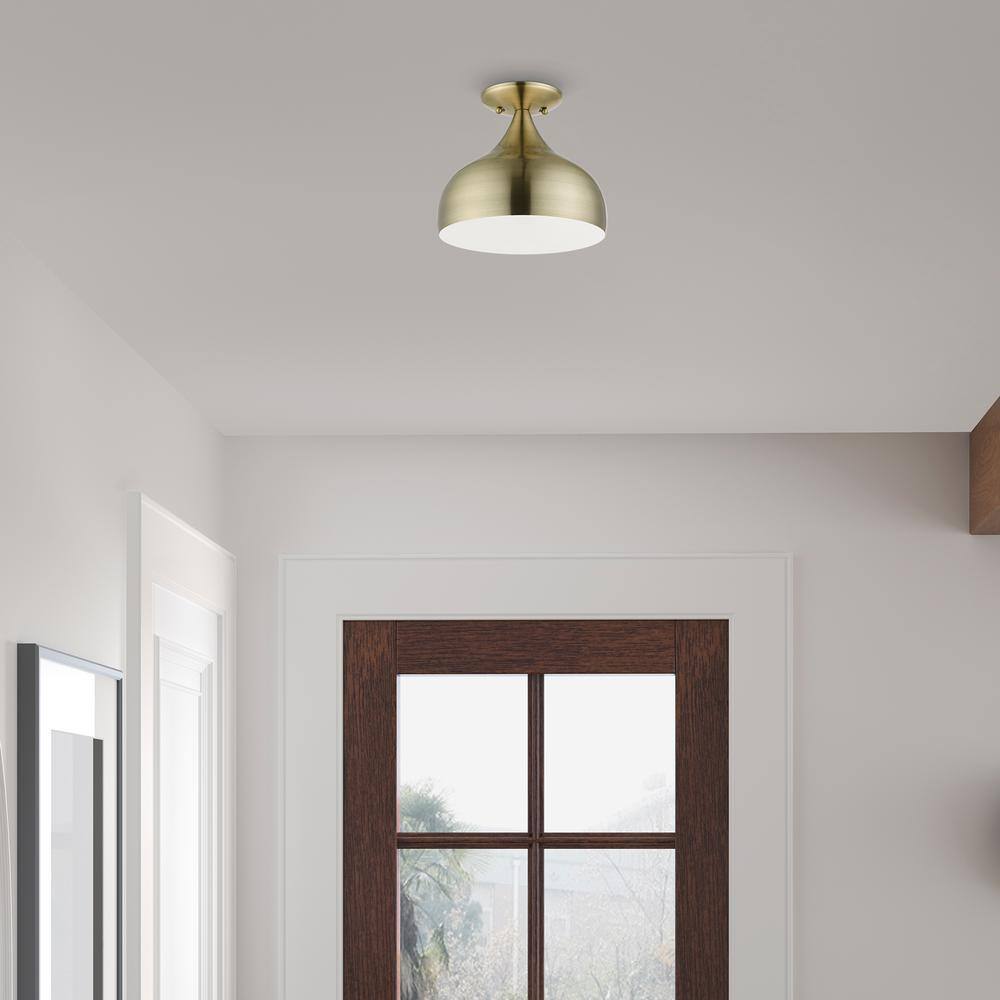 Amador Transitional Teardrop Semi-Flush Mount in Antique Brass