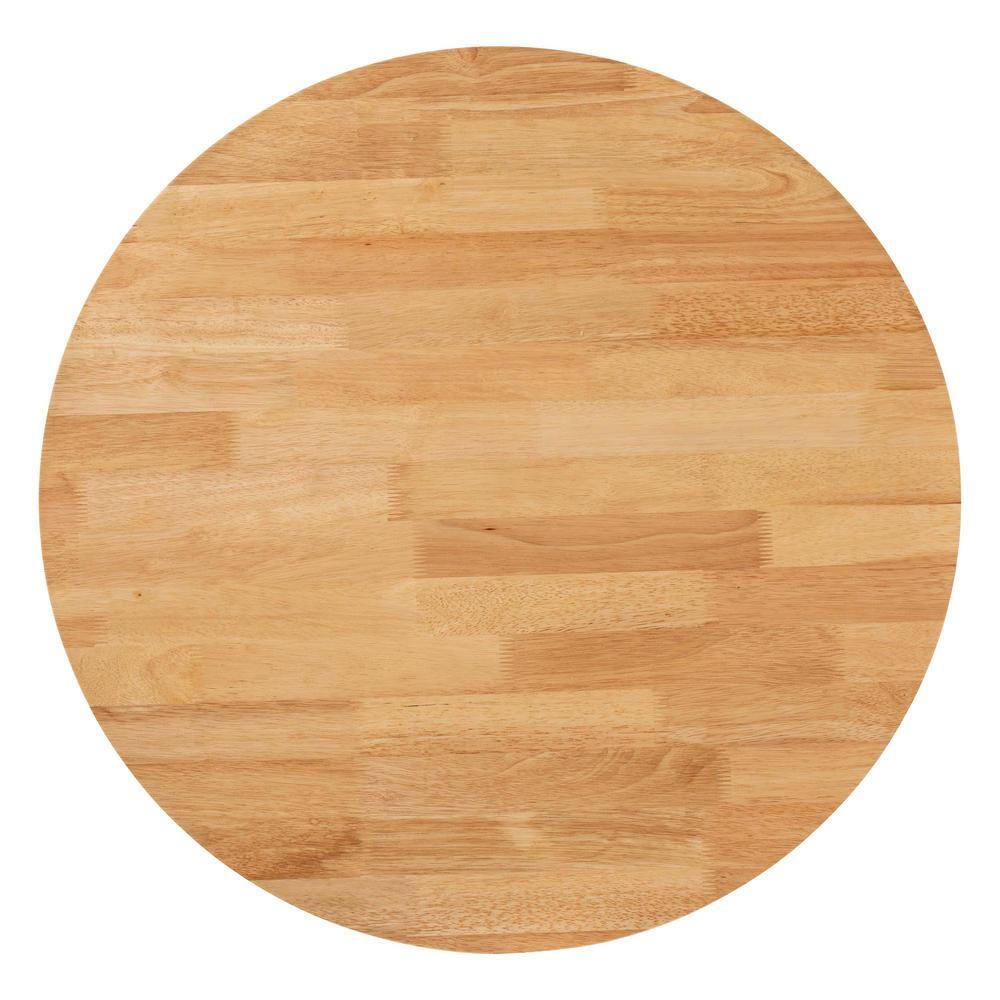 Oak Brown Wood and Rattan 5-Piece Dining Set with Round Table