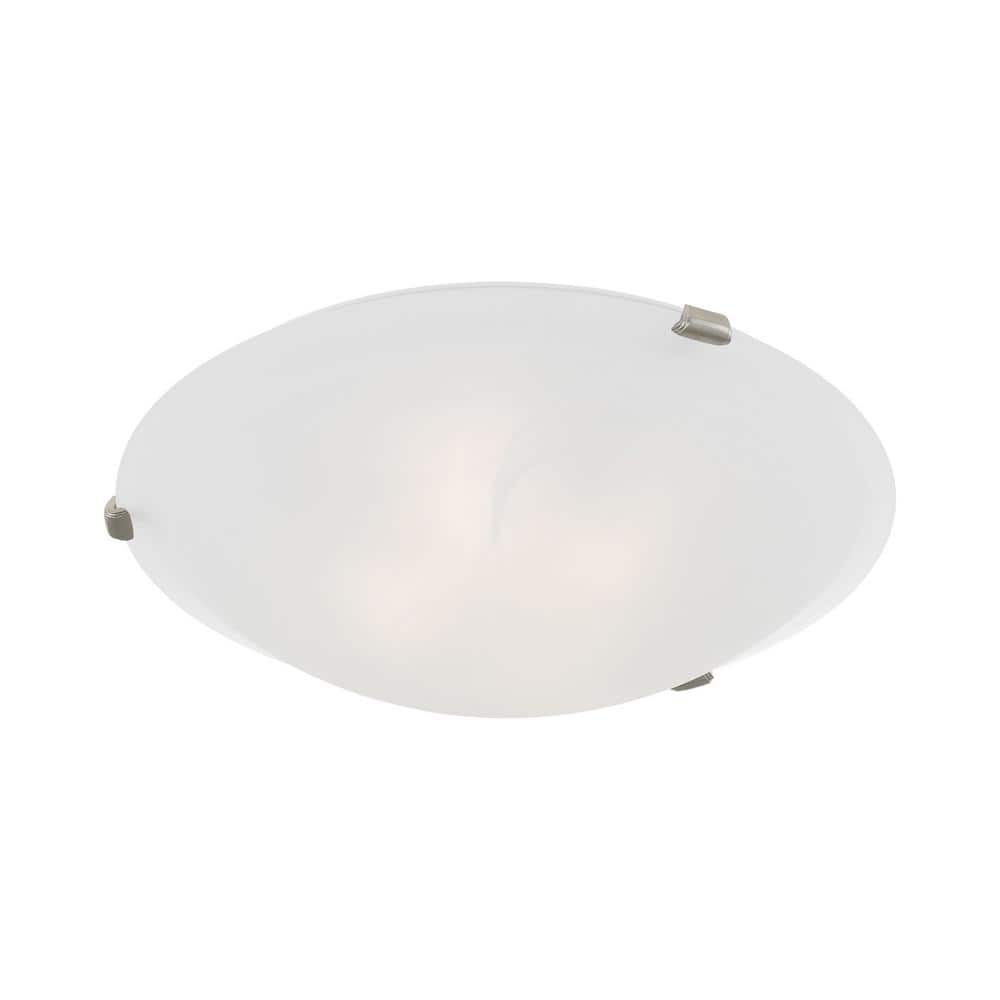 Transitional Brushed Nickel 4-Light Flush Mount with White Alabaster Glass