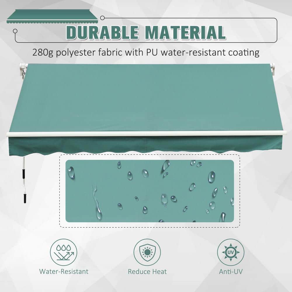 Green Aluminum and Steel Retractable Patio Awning with UV Protection