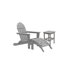 Icon Light Gray Recycled Folding Plastic Adirondack Chair (3-Piece)