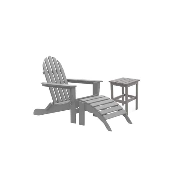 DUROGREEN Icon Light Gray Recycled Folding Plastic Adirondack Chair (3-Piece)