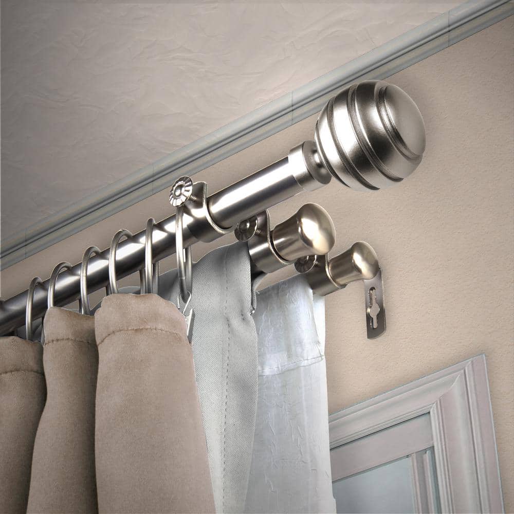 "13/16"" Dia Adjustable 48"" to 84"" Triple Curtain Rod in Satin Nickel with Ysabel Finials" price history on PriceWatchPro