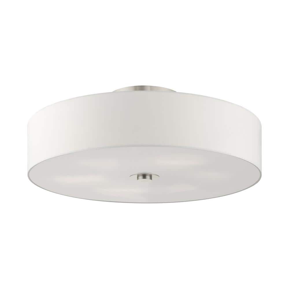 Brushed Nickel 30" Drum Shade Semi Flush Mount Light