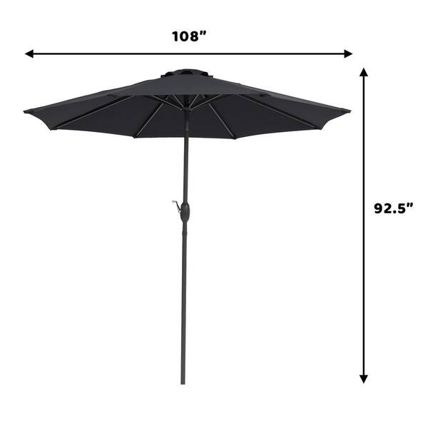 10 ft. Steel Hand Crank Patio Market Umbrella in Natural