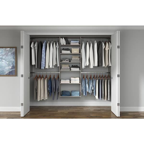 Closet Evolution GR53 Essential Deluxe 60 in. W - 96 in. W Rustic Grey Wood Closet System - 2