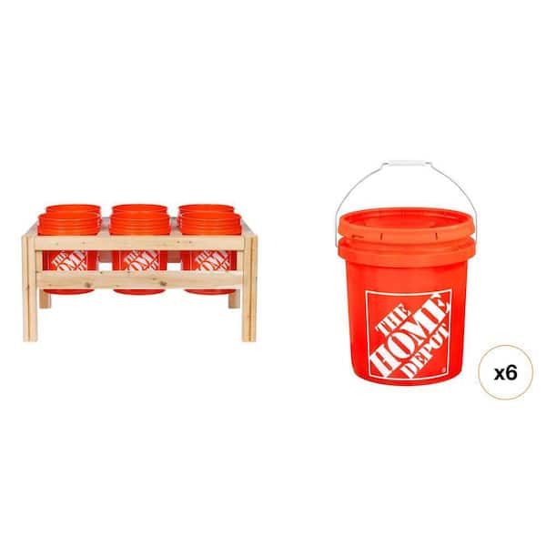 5 Gallon Orange Bucket and Cedar Rectangle Elevated Garden Bed (43 in. x 28 in. x 20 in.) Combo