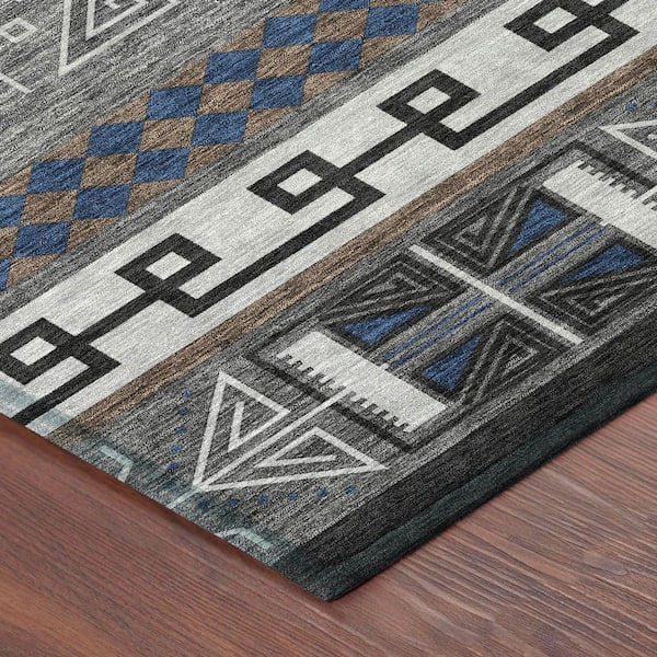 Chantille Machine Washable Indoor/Outdoor Abstract ACN2683 Black 5 ft. x 7 ft. 6 in. Area Rug