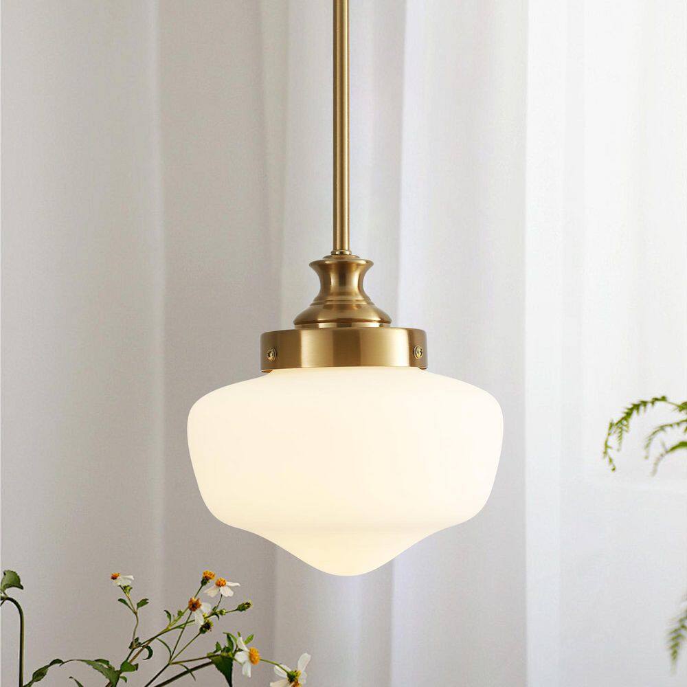 1-Light Brass and Milk White Industrial Height Adjustable Pendant Light with Seeded Glass Shade for Kitchen Island price history on PriceWatchPro