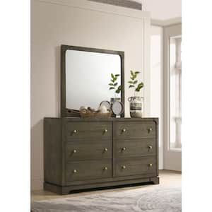 Gran Park Dark Cocoa 6-Drawer 61 in. Dresser with Mirror