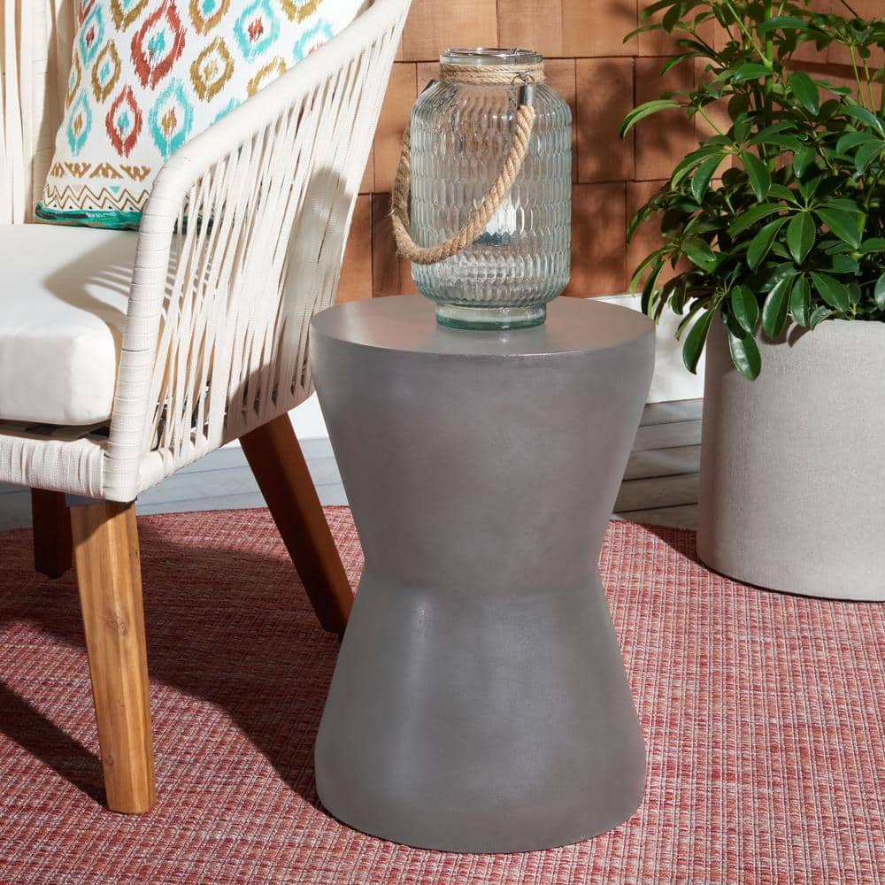 Transitional Round Acrylic Side Table in Dark Grey