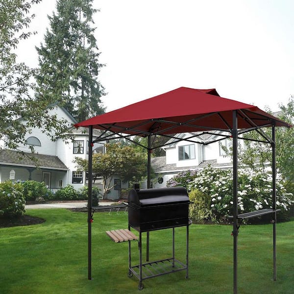 8 ft. x 5 ft. Red Soft Top Barbecue (BBQ) Grill Gazebo Canopy Tent