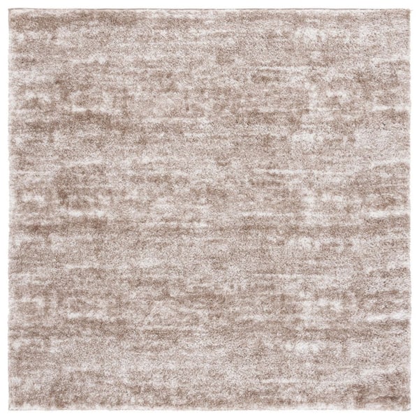 Penelope Shag Taupe/Ivory 7 ft. x 7 ft. Abstract Distressed Square Area Rug