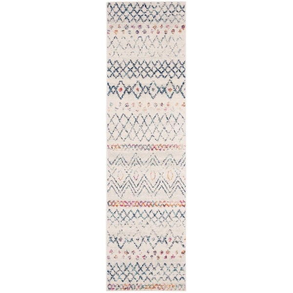 Madison Ivory/Navy 2 ft. x 14 ft. Runner Rug