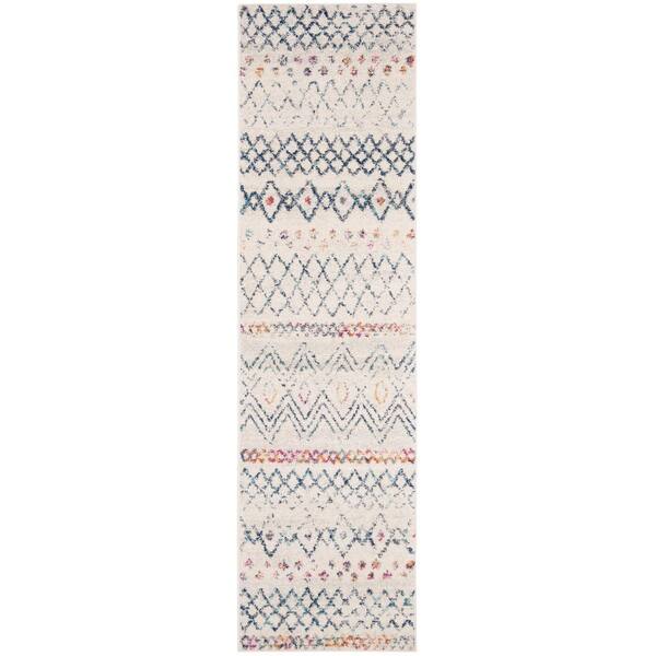SAFAVIEH Madison Ivory/Navy 2 ft. x 6 ft. Geometric Runner Rug