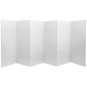 3 ft. Short White Temporary Cardboard Folding Screen - 6 Panels