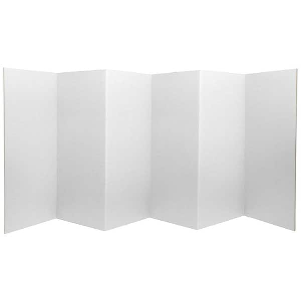 3 ft. Short White Temporary Cardboard Folding Screen - 6 Panels