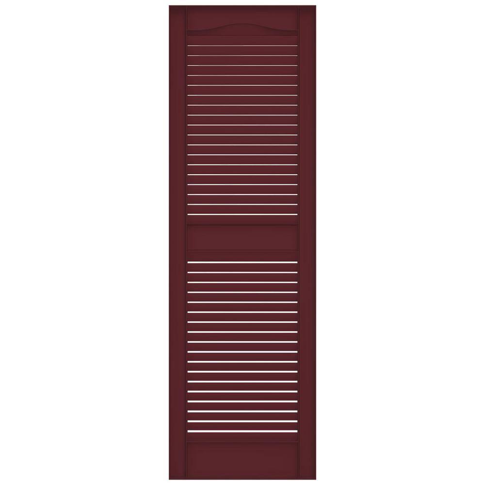 Wineberry Vinyl Louvered Exterior Shutters, 14.5" x 55" Pair