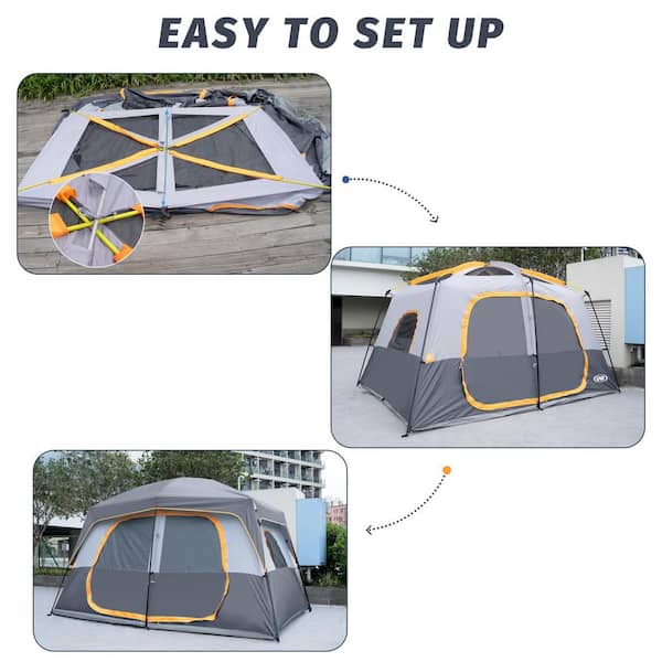 x 12 Grey Camping Tent Person with Rainfly Easy Set up