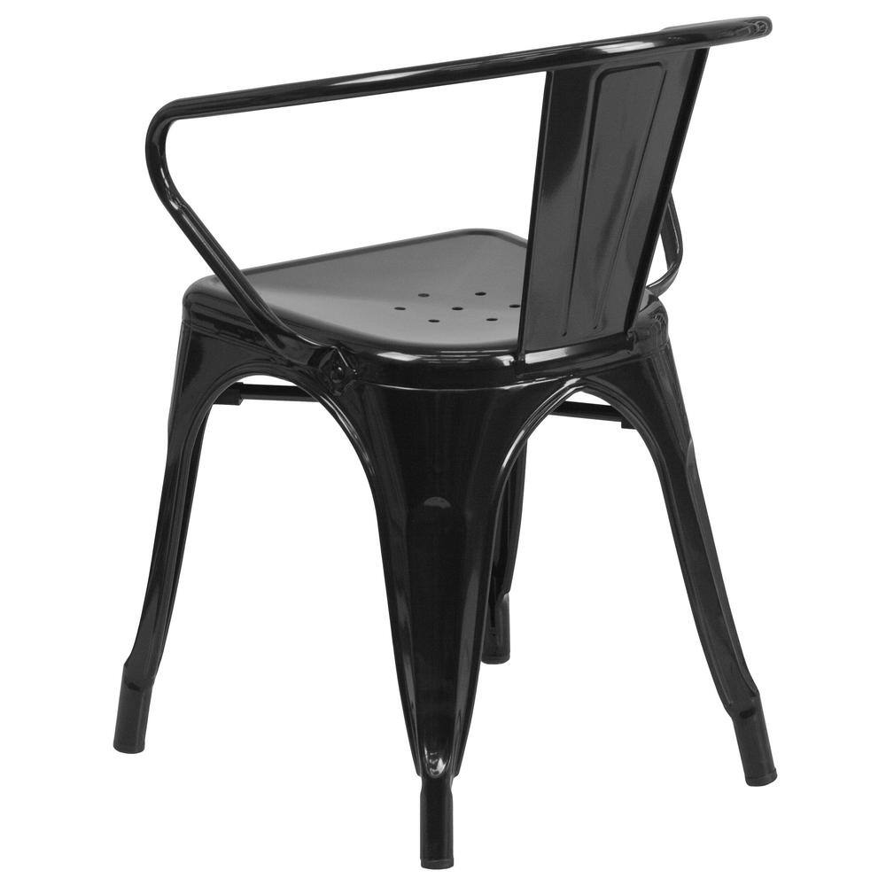 Black Metal Stackable Industrial Dining Chairs, Set of 4