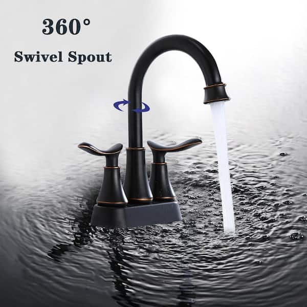 Bathroom Faucets for Sink 3 Hole, 4 in. Centerset 2-Handle Faucet with Pop-up Drain in Oil Rubbed Bronze