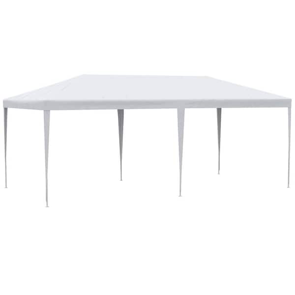 Unbranded White 10 ft. x 19 ft. Metal Large Party Tent, Events Shade Shelter Canopy Gazebo with 4 Removable Sidewalls and Windows