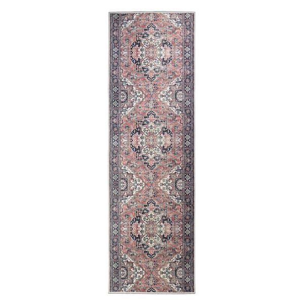 Custom Image Series Traditional Kilim Medallion Terracotta-Multicolor 26 in. W x 264 in. L Stair Runner 47.73 sq. ft.