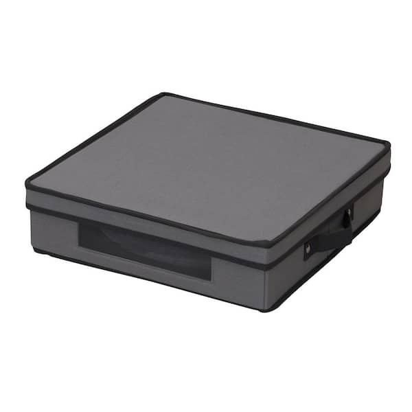 HOUSEHOLD ESSENTIALS Charger Plate Storage Box, Holds 12 Charger Plates in Gray