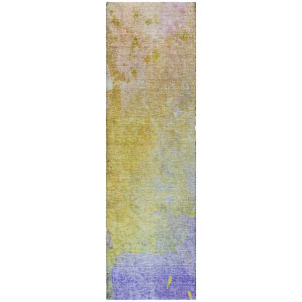 Dream Shag Premium Machine Washable Abstract ADS562 Wheat 2 ft. x 7 ft. Runner Rug