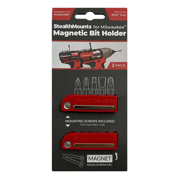 StealthMounts Bit Holder Compatible with Milwaukee M12 in Red (2Pack