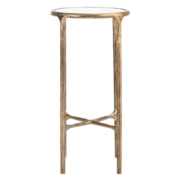 SAFAVIEH Jessa 12 in. Brass Round Marble End Table