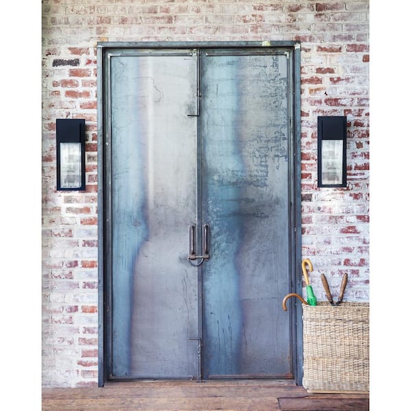 Alex 1-Light Black Hardwired Outdoor Wall Lantern Sconce