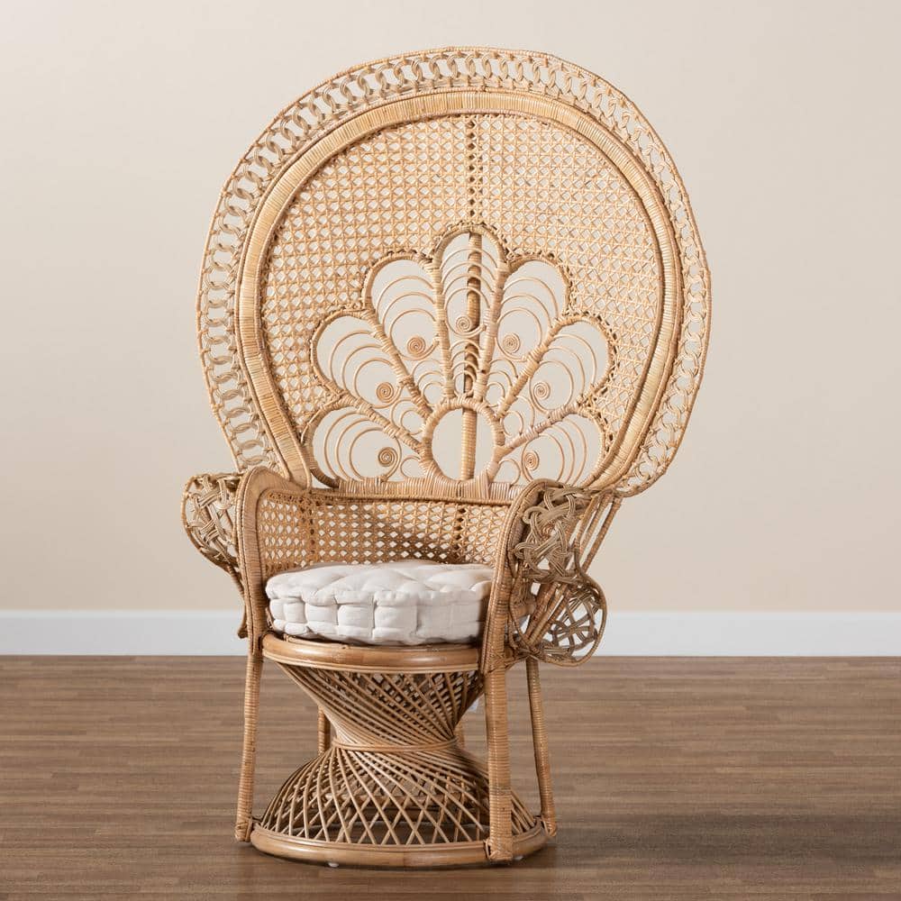 Natural Brown Handcrafted Rattan Peacock Accent Chair