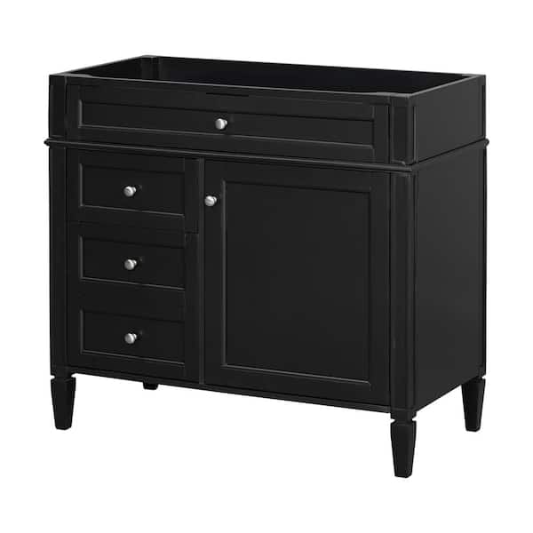 Tileon 36 in. W x 18 in. D x 33 in. H Bath Vanity Cabinet without Top with 1-Tip-Out Drawer and Adjustable Shelf in Black