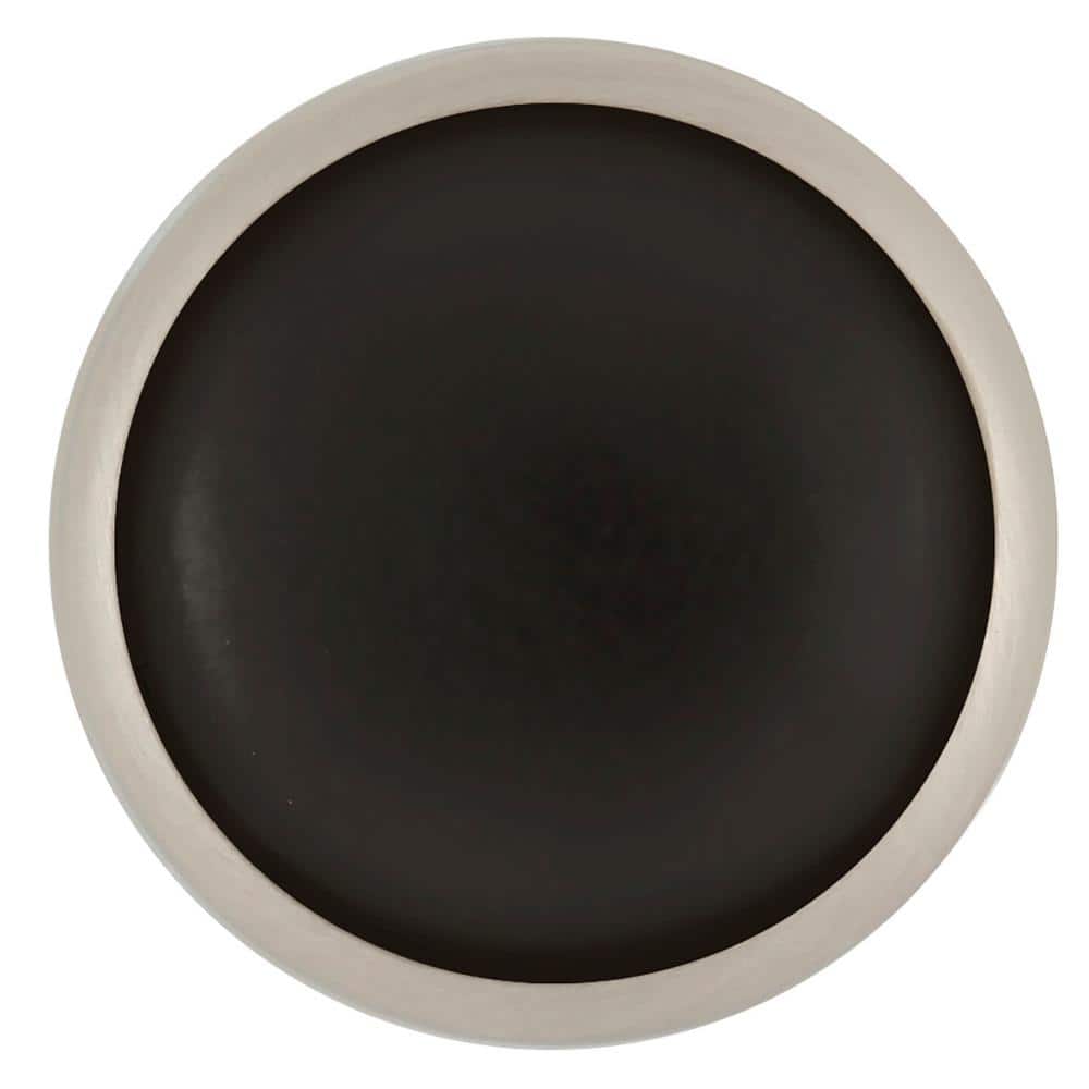 Satin Nickel and Black Round Cabinet Knob with Mounting Hardware