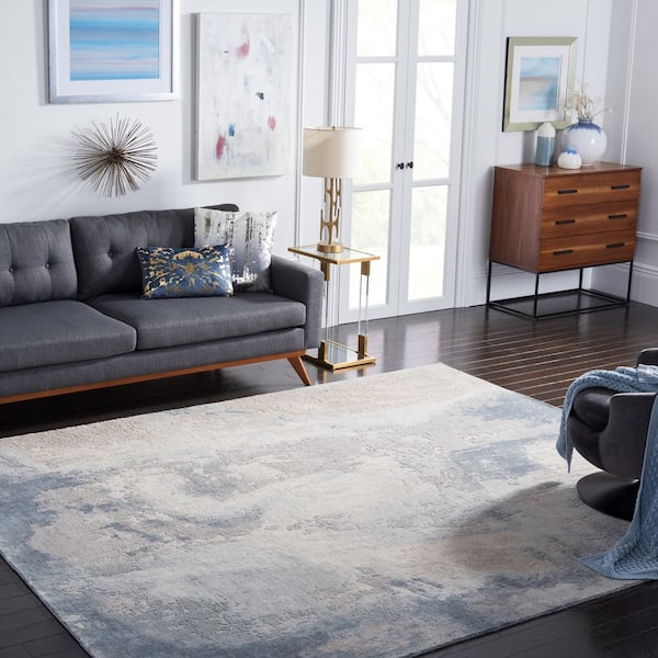 Tribeca 9 ft. x 12 ft. Blue/Gray Abstract Area Rug